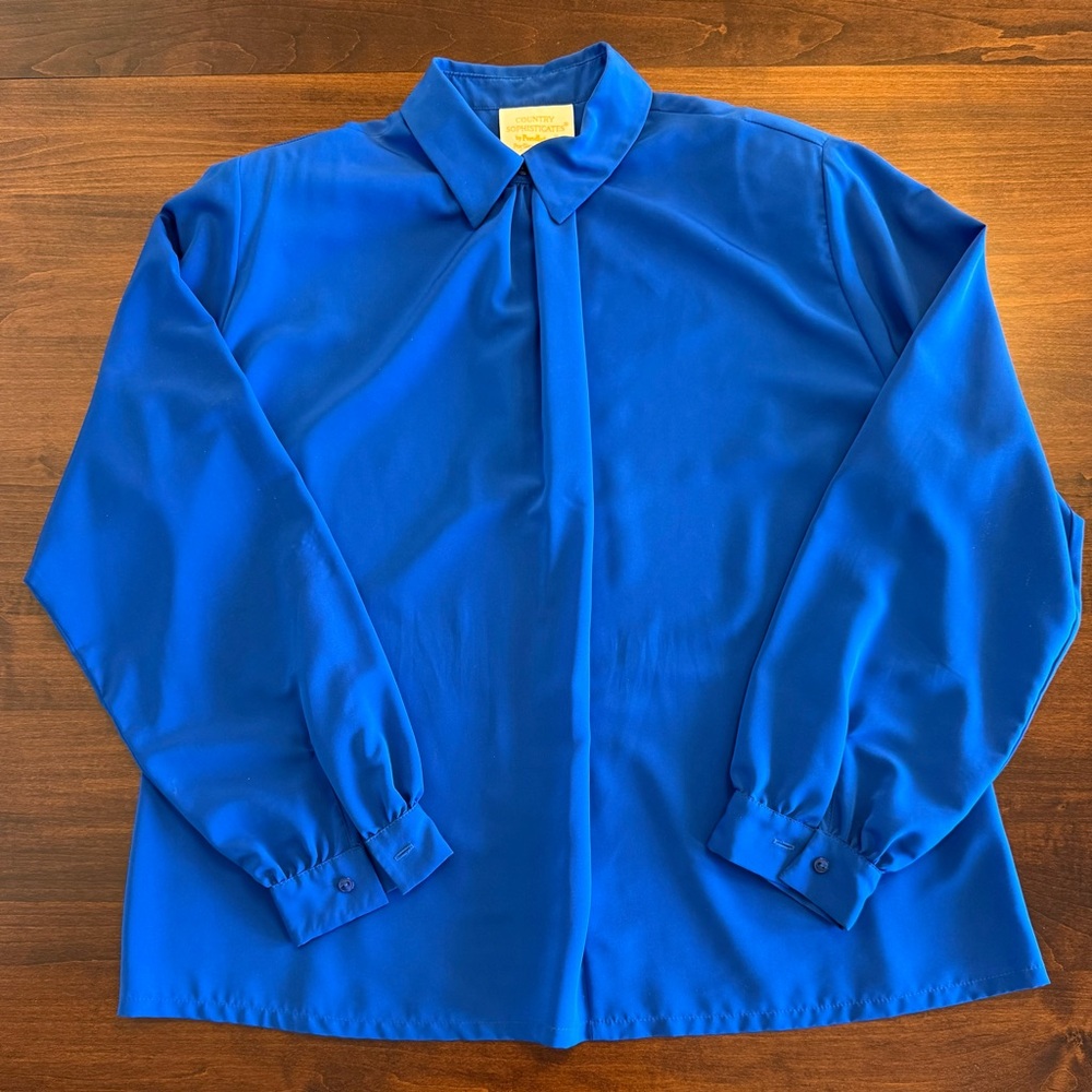 Vintage Pendleton Country Sophisticates Blouse 16 Cobalt Royal Blue Shirt‎ USA
